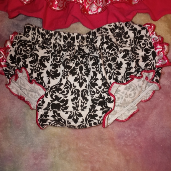 18-24M Cute Paisley Floral Black, White & Hot Pink Baby Girl Outfit - Picture 3 of 9